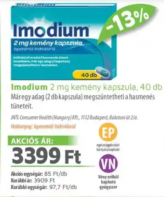 Alma Gyógyszertárak Imodium kemény kapszula ajánlat