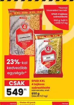Interspar SPAR XXL 4 tojásos száraztészta ajánlat