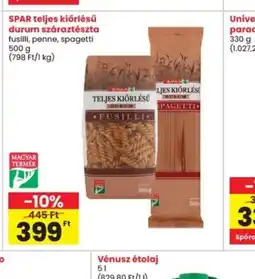 Interspar SPAR teljes kiőrlésű durum száraztészta ajánlat