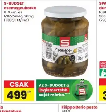 Interspar S-BUDGET csemegeuborka ajánlat