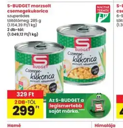 Interspar S-BUDGET morzsolt csemegekukorica ajánlat