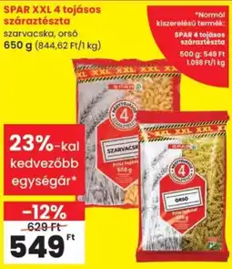 Spar SPAR XXL 4 tojásos száraztészta ajánlat