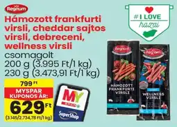 Spar Regnum Hámozott frankfurti virsli, cheddar sajtos virsli, debreceni, wellness virsli ajánlat