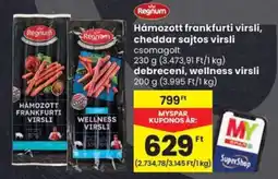 Spar Regnum Hámozott frankfurti virsli, cheddar sajtos virsli ajánlat