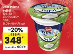 Spar Zott Primo tejföl 12% ajánlat