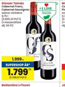 Interspar Günzer Tamás Cabernet Franc, Cabernet Sauvignon száraz vörösbor ajánlat