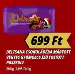 Príma Delisana csokoládéba mártott vegyes gyümölcs ízű töltött puszedli ajánlat