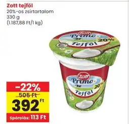 Spar Zott tejföl ajánlat