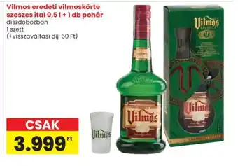 Spar Vilmos eredeti vilmoskörte szeszes ital 0,5 l + 1 db pohár ajánlat