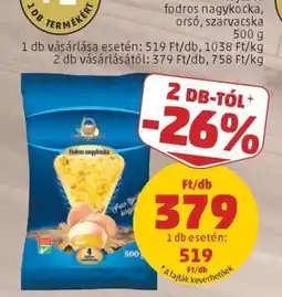 PENNY Fodros nagykocka, orsó, szarvacska ajánlat