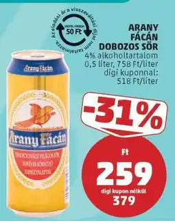 PENNY Arany Fácán Dobozos Sör ajánlat