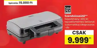 Spar Simpex Basic Szendvicssütő ajánlat