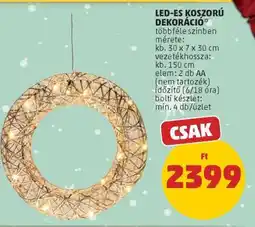 PENNY LED-ES KOSZORÚ DEKORÁCIÓ ajánlat