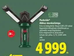 Lidl PARKSIDE Akkus munkalámpa ajánlat