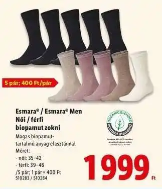 Esmara / Esmara Men Női / férfi biopamut zokni