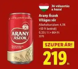 Lidl Arany Ászok Világos sör ajánlat
