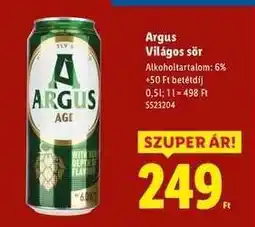 Lidl Argus Világos sör ajánlat