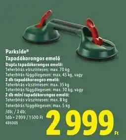 Lidl Parkside Tapadókorongos emelő ajánlat
