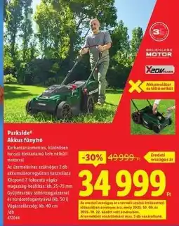 Lidl PARKSIDE Akkus fűnyíró ajánlat