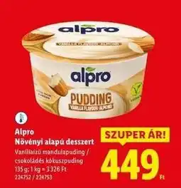 Lidl Alpro növényi alapú desszert ajánlat