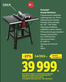 Lidl PARKSIDE Asztali körfűrész ajánlat