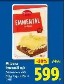 Lidl MILBONA Ementáli sajt ajánlat