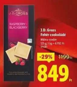 Lidl J.D. GROSS Fehér csokoládé ajánlat