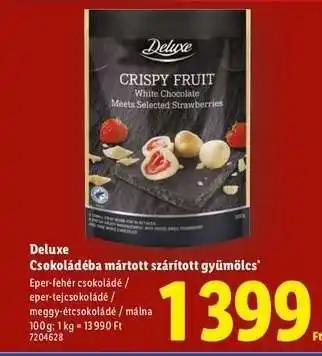 Lidl Deluxe Csokoládéba mártott szárított gyümölcs ajánlat