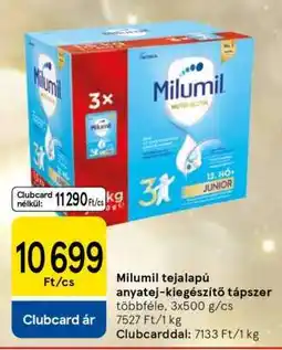 Tesco Milumil tejalapú anyatej-kiegészítő tápszer ajánlat
