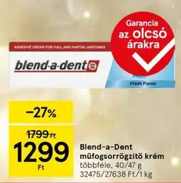 Tesco Blend-a-Dent műfogsorrögzítő krém ajánlat