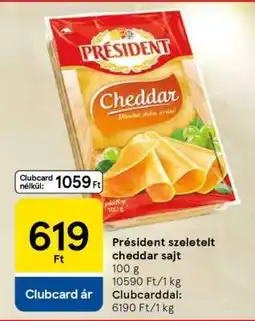 Tesco Président szeletelt Cheddar sajt ajánlat