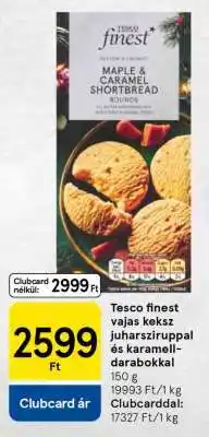 Tesco Tesco finest vajas keksz juharsziruppal és karamell-darabokkal ajánlat