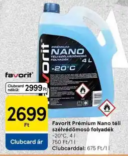 Tesco Favorit Prémium Nano téli szélvédőmosó folyadék ajánlat