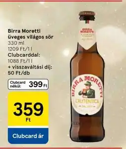 Tesco Birra Moretti üveges világos sör ajánlat
