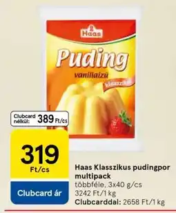 Tesco Haas Klasszikus pudingpor multipack ajánlat