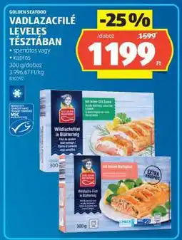 ALDI GOLDEN SEAFOOD Vadlazacfilé Leveles Tésztában ajánlat