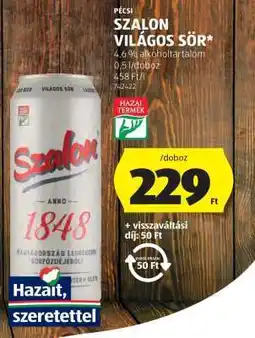 ALDI Pécsi Szalon Világos Sör ajánlat
