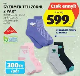 ALDI GYERMEK TÉLI ZOKNI, 2 PÁR ajánlat