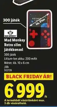Lidl Mad Monkey Retro slim játékkonzol ajánlat