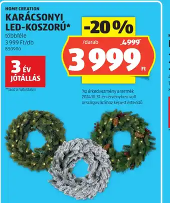 ALDI HOME CREATION KARÁCSONYI LED-KOSZORÚ ajánlat