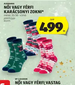 ALDI NŐI VAGY FÉRFI KARÁCSONYI ZOKNI ajánlat