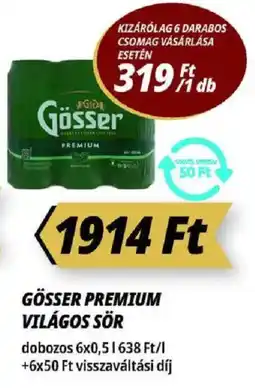 Príma Gösser Premium világos sör ajánlat