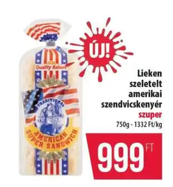 Coop Lieken szeletelt amerikai szendvicskenyér ajánlat
