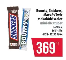 Coop Bounty, Snickers, Mars és Twix csokoládé szelet ajánlat