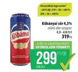 Coop Kőbányai sör 4,3% ajánlat