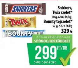Coop Snickers, Twix szelet, Bounty tejszelet ajánlat