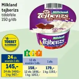 Metro Milkland tejberizs ajánlat