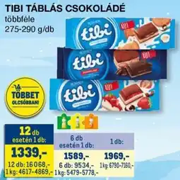 Metro Tibi táblás csokoládé ajánlat