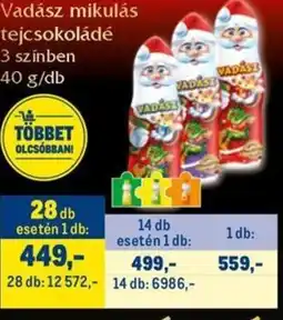 Metro Vadász mikulás tejcsokoládé ajánlat