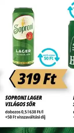 Príma SOPRONI LAGER VILÁGOS SÖR ajánlat